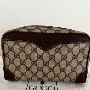 Vintage Gucci GG Supreme Cosmetic Clutch Accessory Collection Late 70s-Early 80s